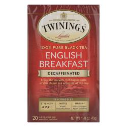 Twining's Tea Breakfast Tea - English Decaffeinated - Case Of 6 - 20 Bags