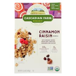 Cascadian Farm Organic Granola Cereal - Cinnamon Raisin - Case Of 6 - 15.6 Oz